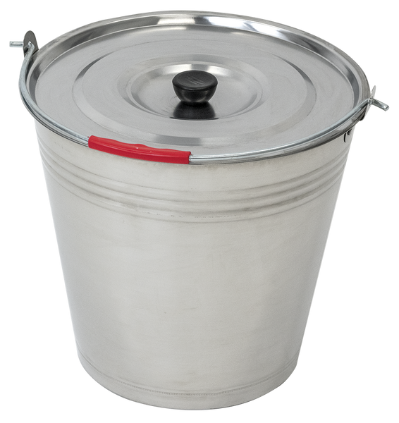 Secchio In Acciaio Inox Da 20 Litri Con Coperchio OUKANING – Per Alimenti, Industria E Cucina, Manico Resistente, Spessore 1mm - 3
