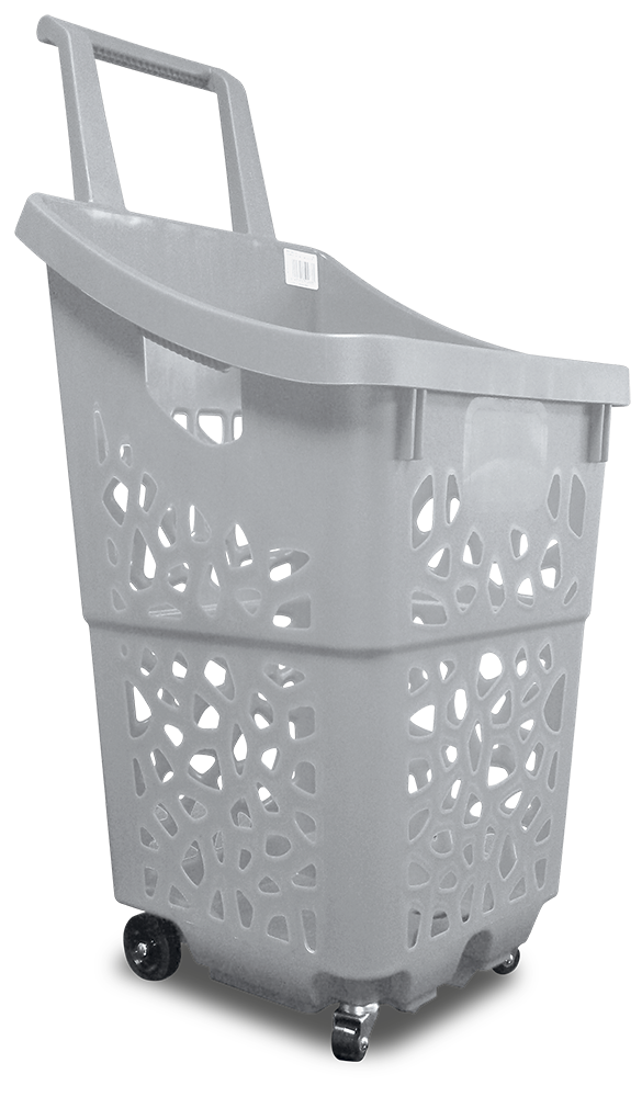 Panier de supermarché empilable 60 litres avec roulettes