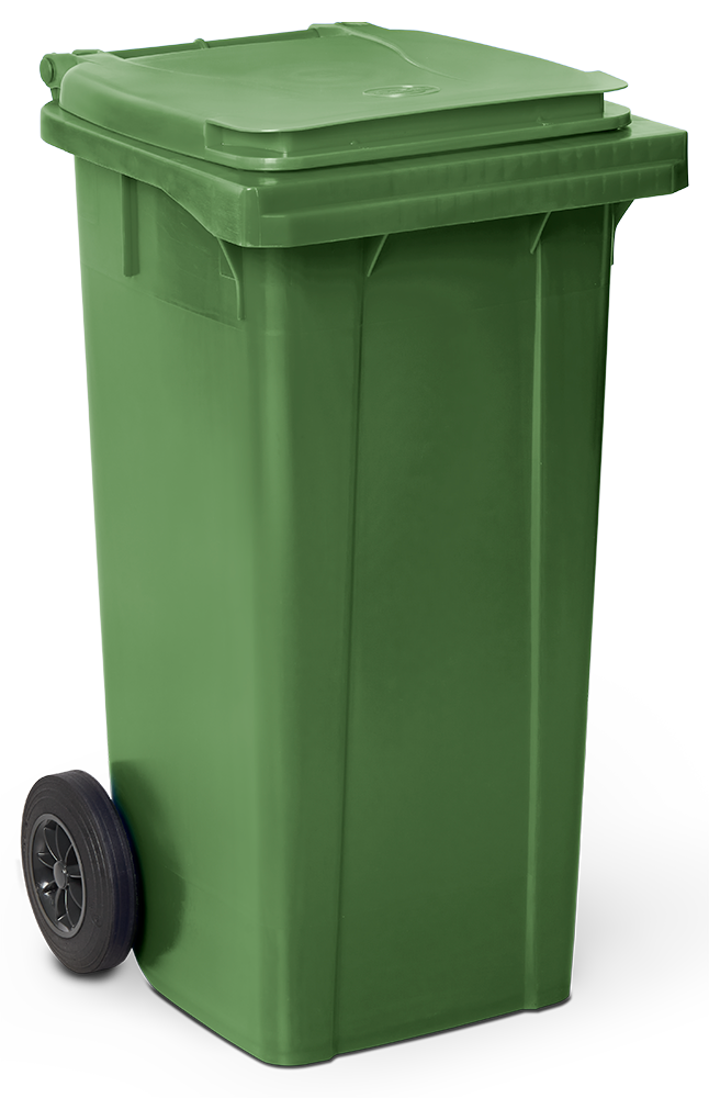 Conteneur à ordures avec couvercleet roulettes dim verte 120 lts.