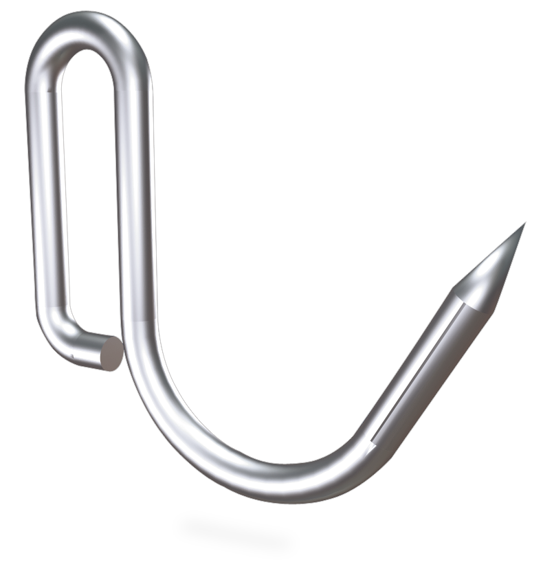 Crochet inox de boucher a tige avec rebord en packs