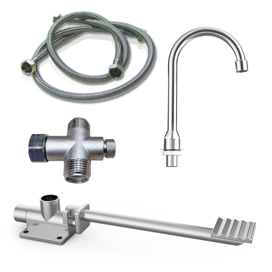 Foot-operated sink faucet set 