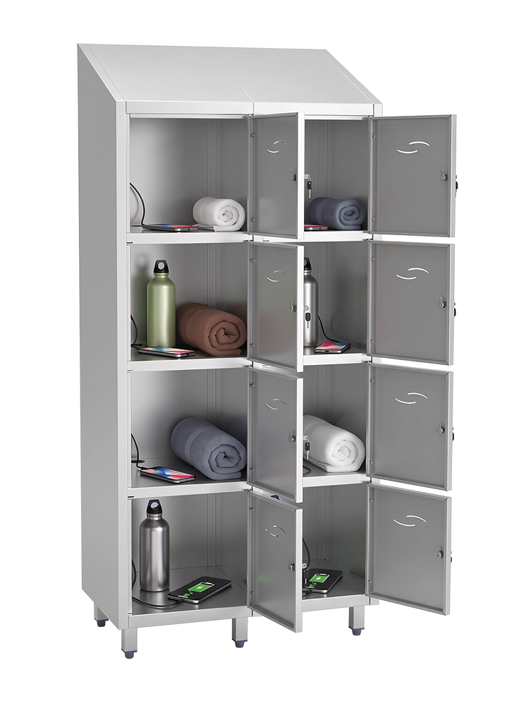 Edelstahl-Schließfachschrank mit USB-C-Ladefunktion, 8 Fächer