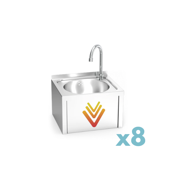 Lave-mains mural commande au genou poussoir occulte - Packs de 2, 8, 18, 52 ou 104 unités pour distributeurs